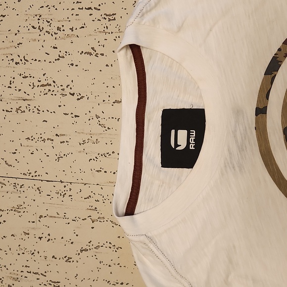 G Star Raw Big Spellout Off White Camo Logo Regular Fit T Shirt - Picture 6 of 16